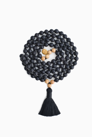 Earth Energy Malakette aus Lava schwarz mit 108 Perlen