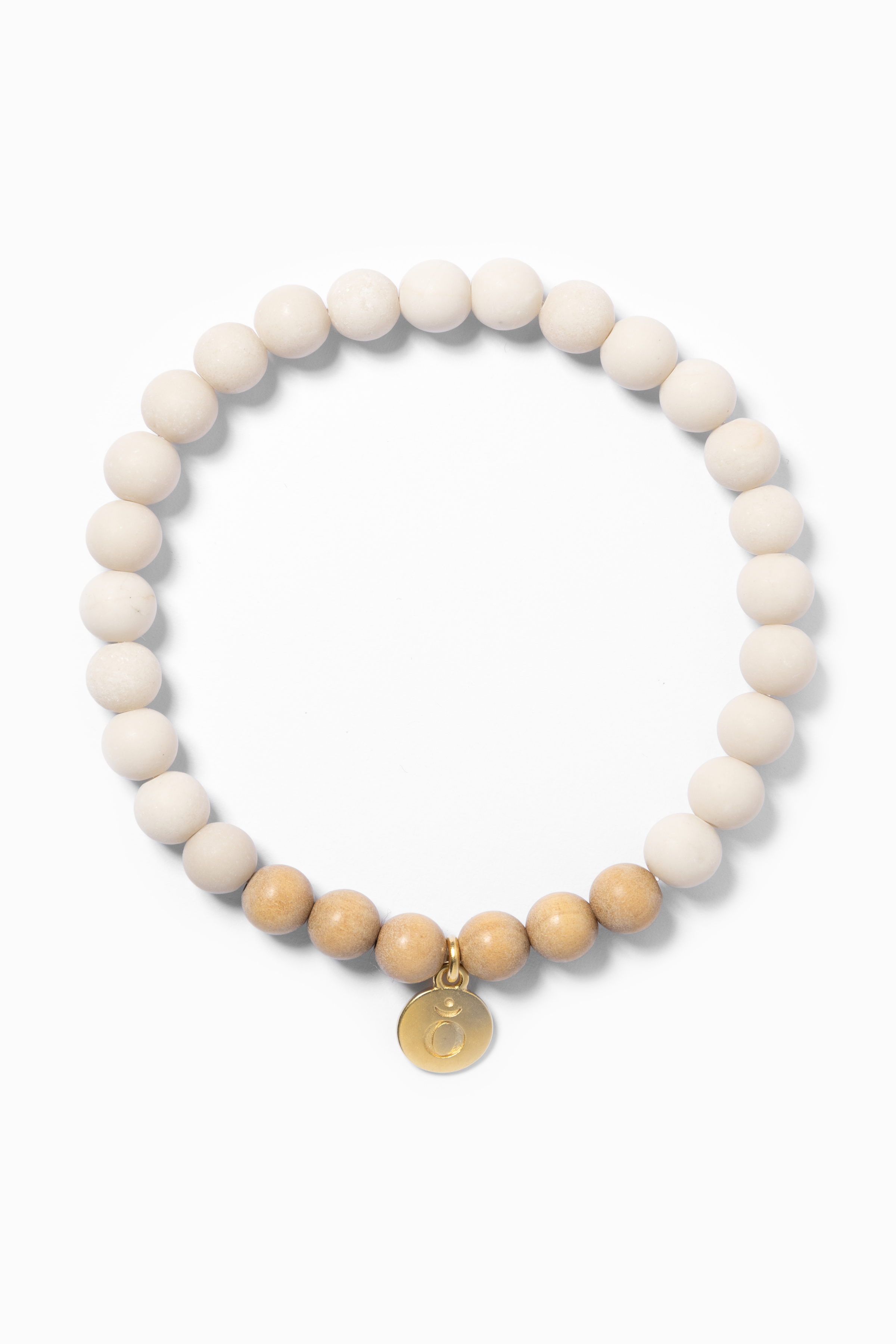 Minimalistisches Yoga Armband aus Fossilien weiß