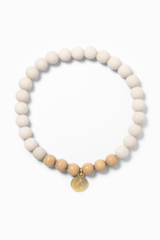 Minimalistisches Yoga Armband aus Fossilien weiß