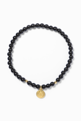 Filigranes edles Armband aus Obsidian mit Goldperlen