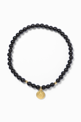 Filigranes edles Armband aus Obsidian mit Goldperlen