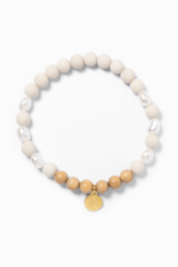 Armband für Yoga und Reisen aus Fossilien und Süßwasserperlen
