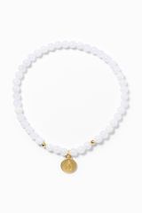 Filigranes Armband aus Mondstein mit Goldperlen und Goldanhänger